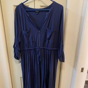 Torrid Blue Cinch-waist dress with Zipper Detail